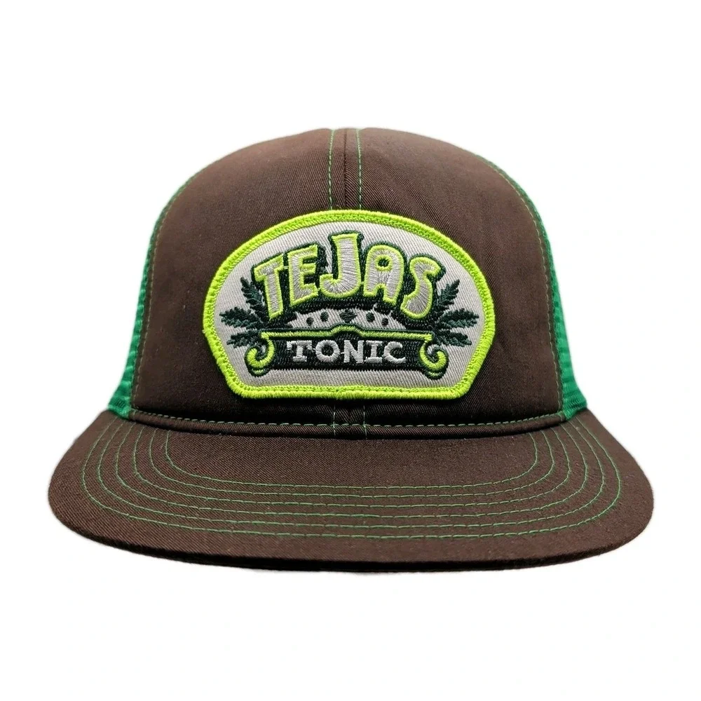 New Tejas Tonic Hat Cap Snap Back Brown Green Mesh Trucker Patch Embroidered 420
